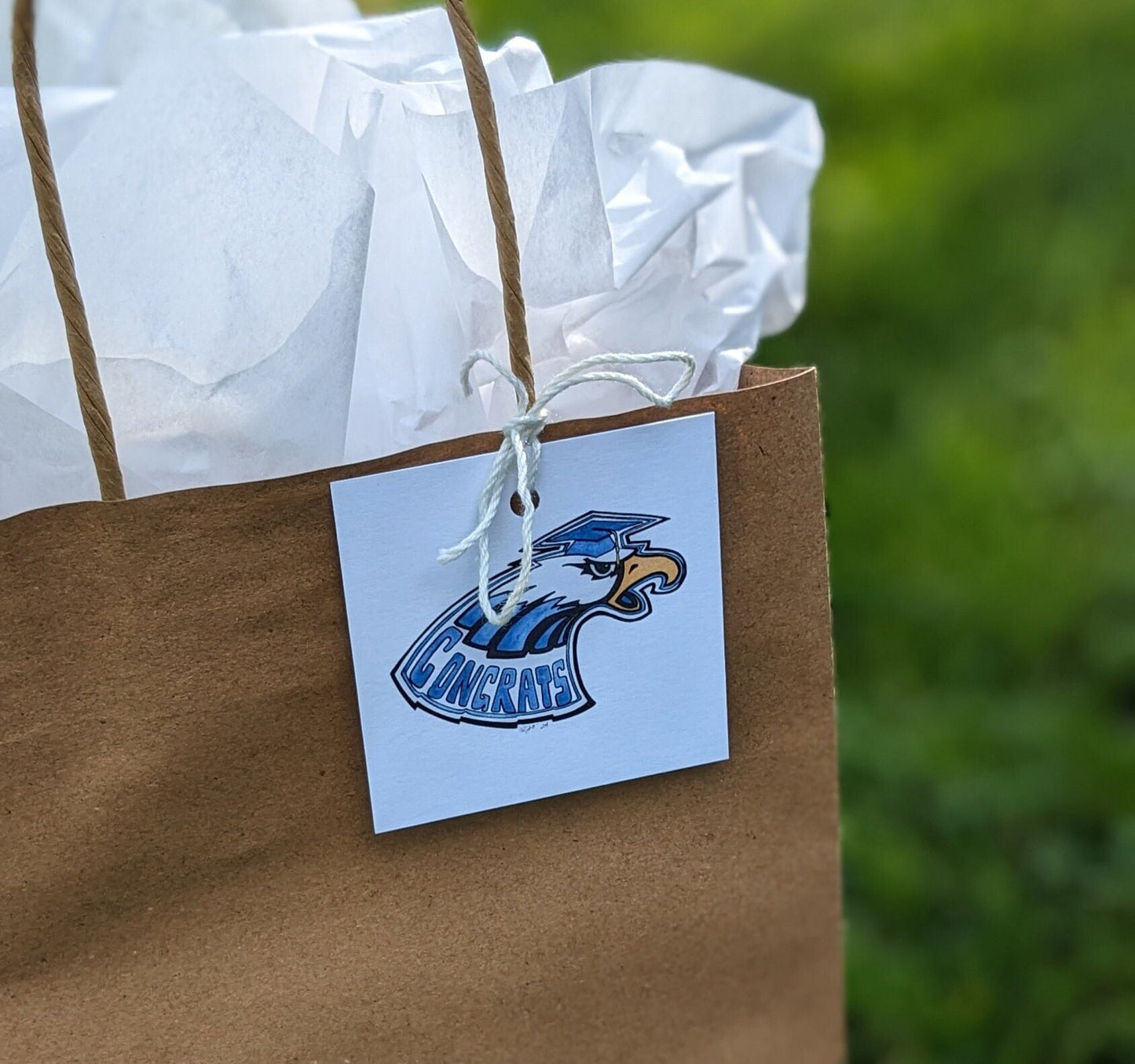 Congrats Blue Eagle Grad Gift Tags - Set of 4