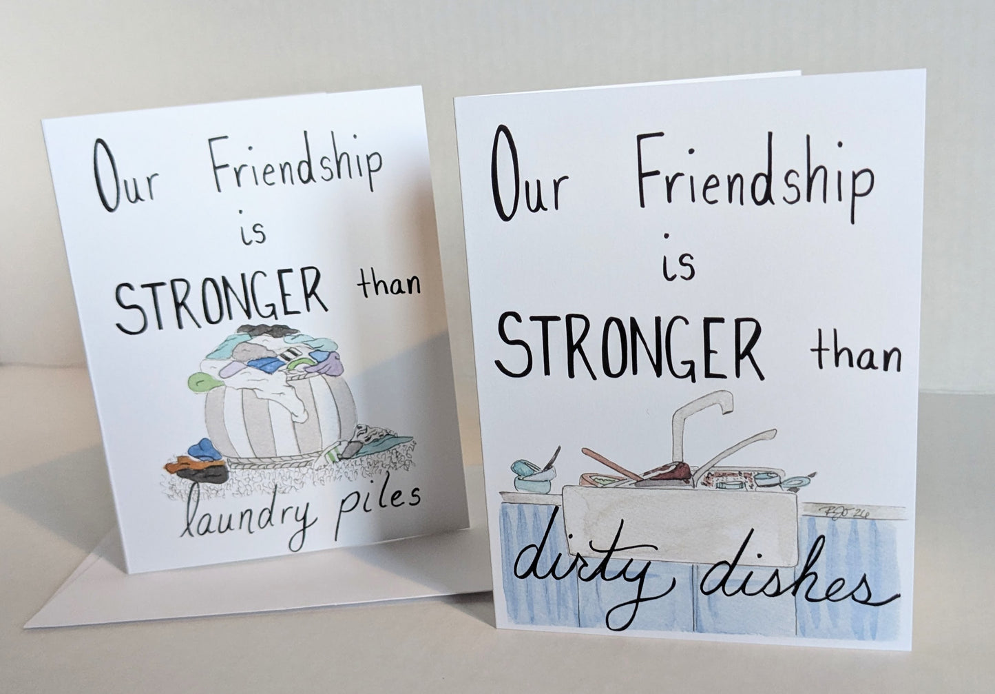 Friendship stronger than Dirty Dishes Greeting Card - Folded 4.25 x 5.5 in card, blank inside with A2 envelope
