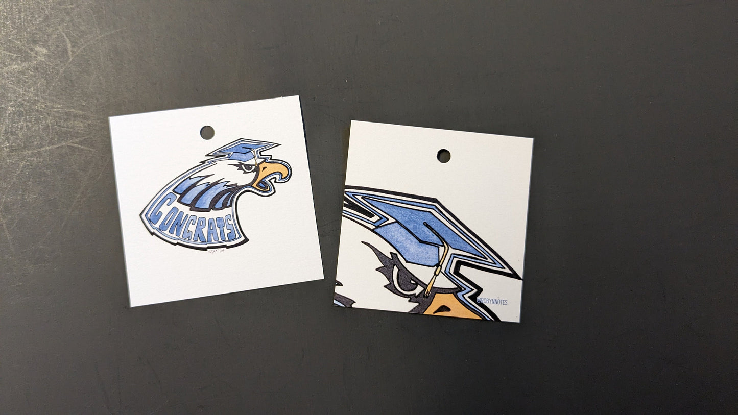 Congrats Blue Eagle Grad Gift Tags - Set of 4