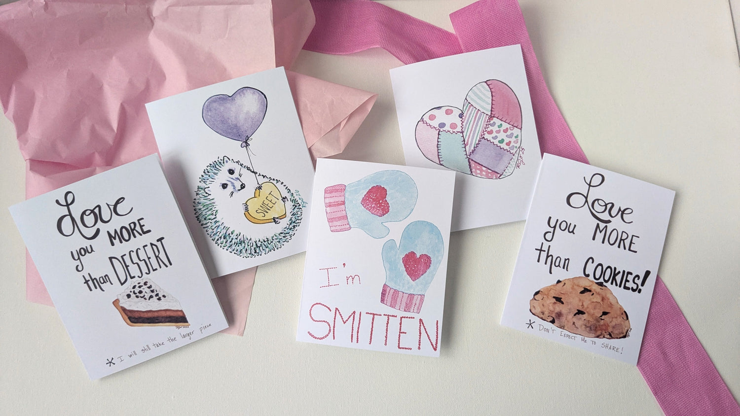 Love watercolor Greeting Cards for Valentine's Day
