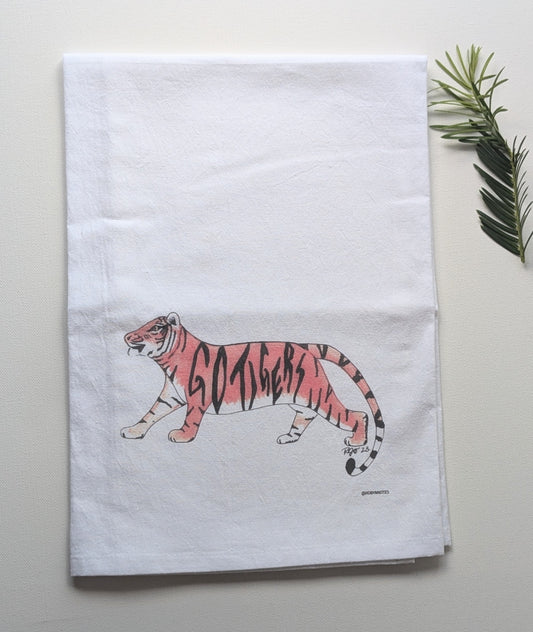 GO TIGERS Orange Tiger Tea Towel