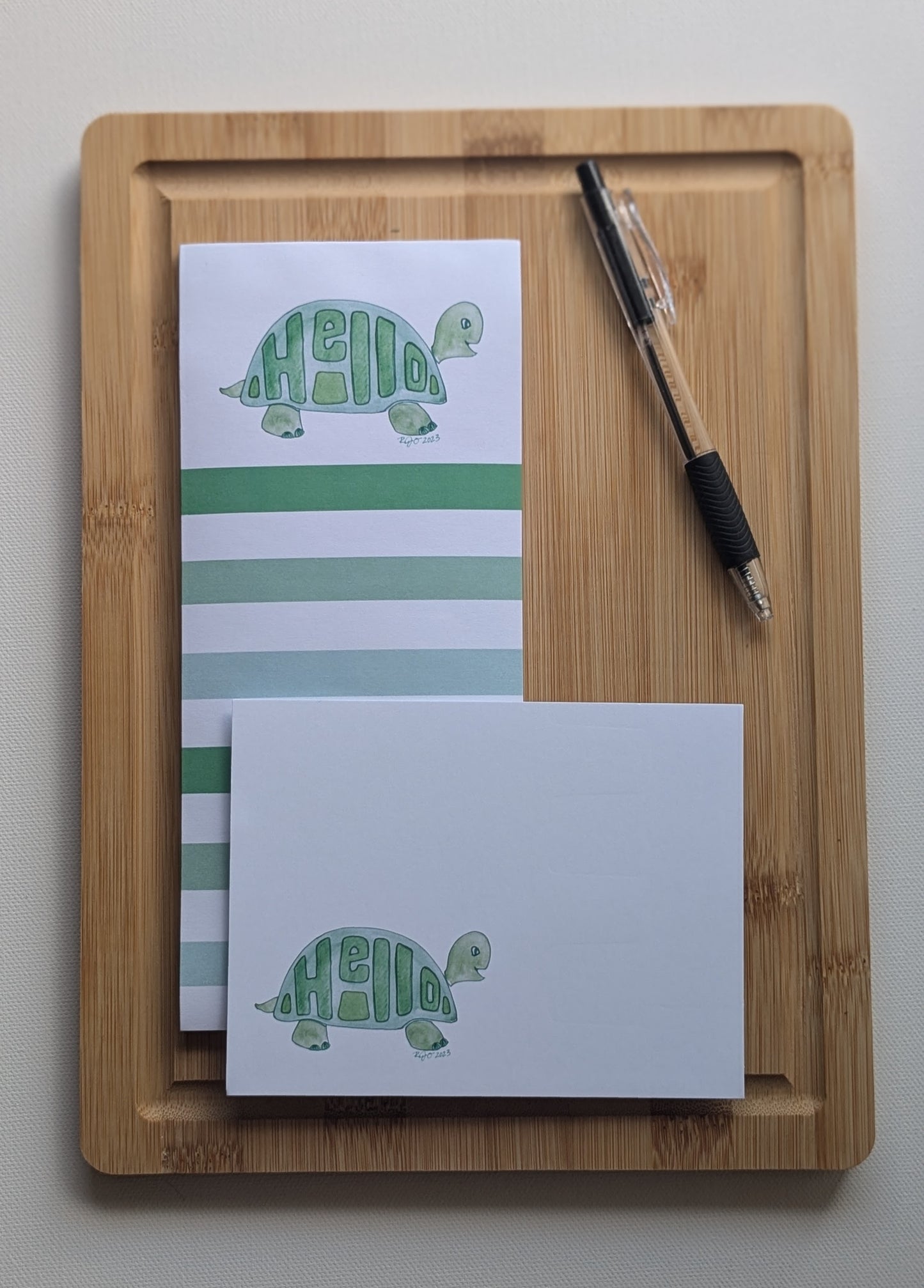 Hello Green Turtle Notecards with envelopes- Set of 8