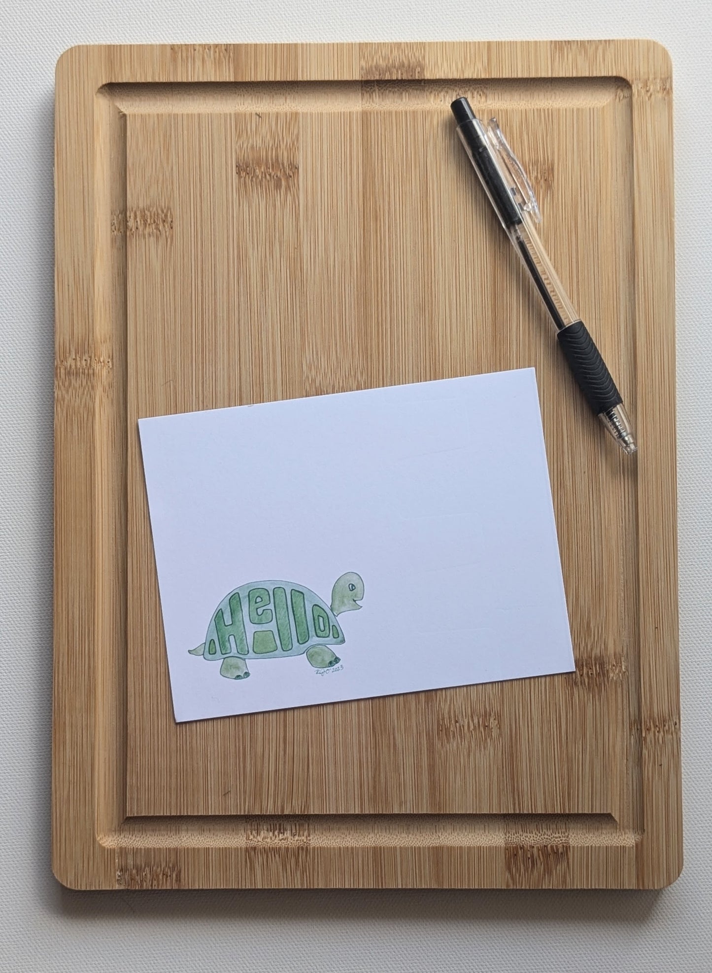 Hello Green Turtle Notecards with envelopes- Set of 8