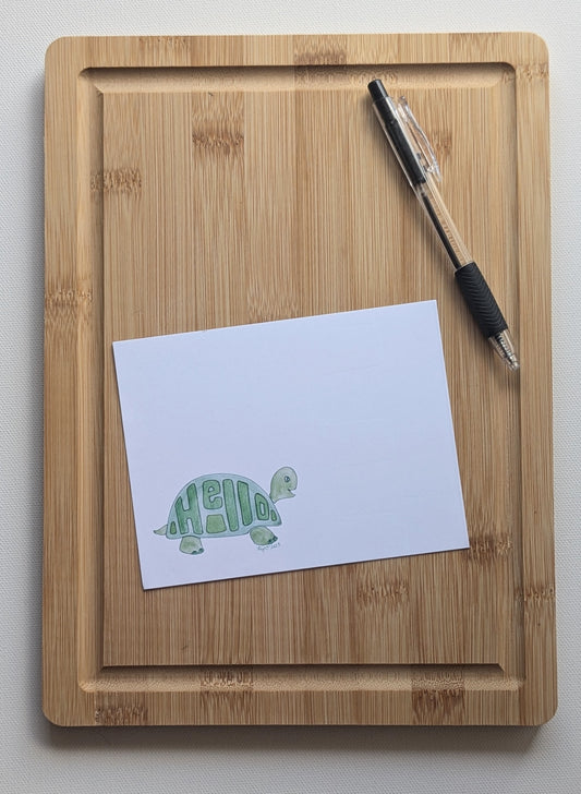 Hello Green Turtle Notecards with envelopes- Set of 8