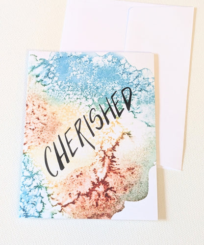 Cherished  Encouragement Greeting Card- Warm Autumn abstract  - Folded 4.25 x 5.5 in card, blank inside with A2 envelope