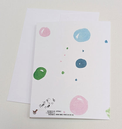 Merry Pink and Green Abstract Greeting Card  - Folded 4.25 x 5.5 in card, blank inside with A2 envelope