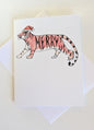 Merry Tiger Christmas Greeting Card  - Folded 4.25 x 5.5 in card, blank inside with A2 envelope
