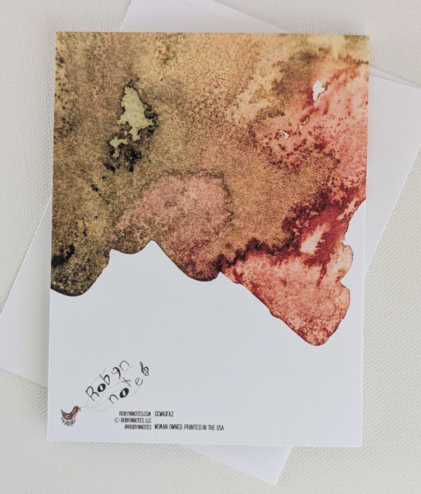 Grateful Greeting Card-Abstract warm autumn watercolors  - Folded 4.25 x 5.5 in card, blank inside with A2 envelope
