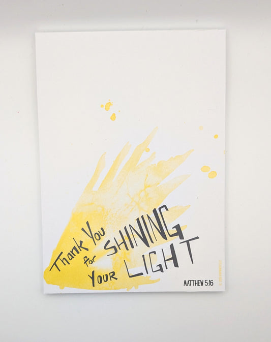 Thank you for Shining your Light Matt 5:16 Stationery Set- 50 page 5 x 7 Notepad- with 20 bar 4 envelopes
