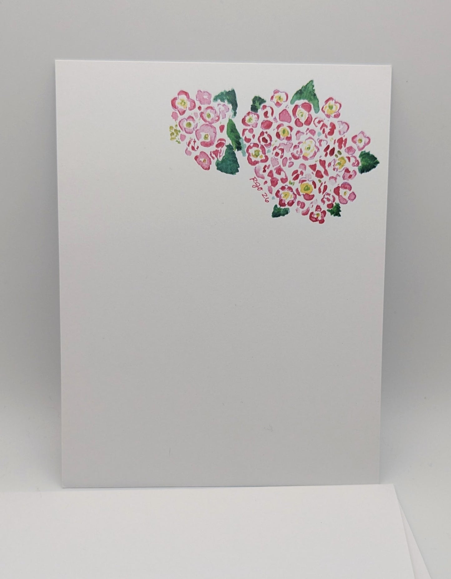 Pink Hydrangea Notecards -Set of 8- 4.25 x 5.5 Flat with A2 envelopes
