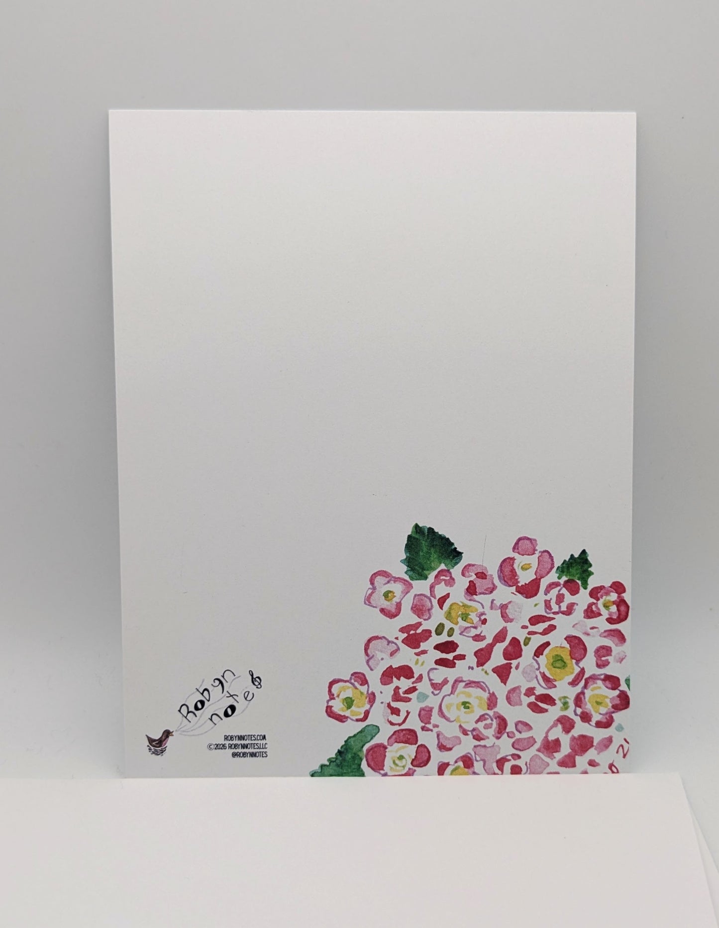 Pink Hydrangea Notecards -Set of 8- 4.25 x 5.5 Flat with A2 envelopes