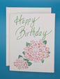 Happy Birthday Pink Hydrangea Greeting Card  - Folded 4.25 x 5.5 in card, blank inside with A2 envelope (Copy)