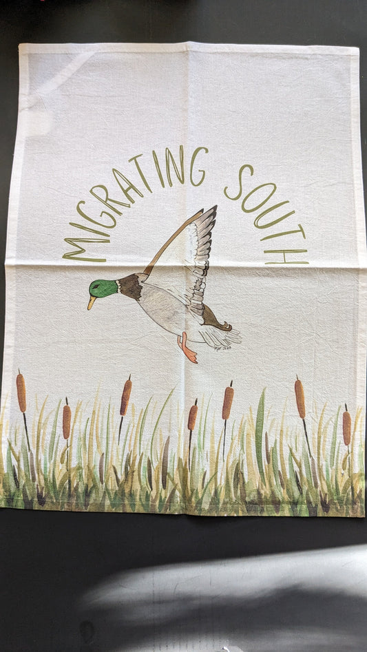 Migrating South Mallard Duck Tea Towel  - Cotton,  20 x 15 inches