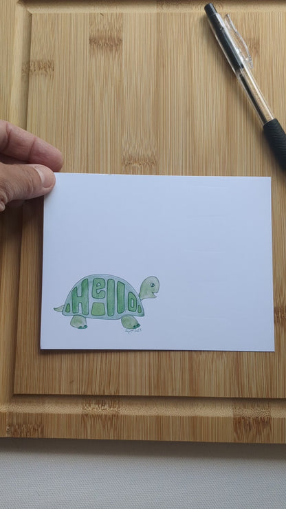 Hello Green Turtle Notecards